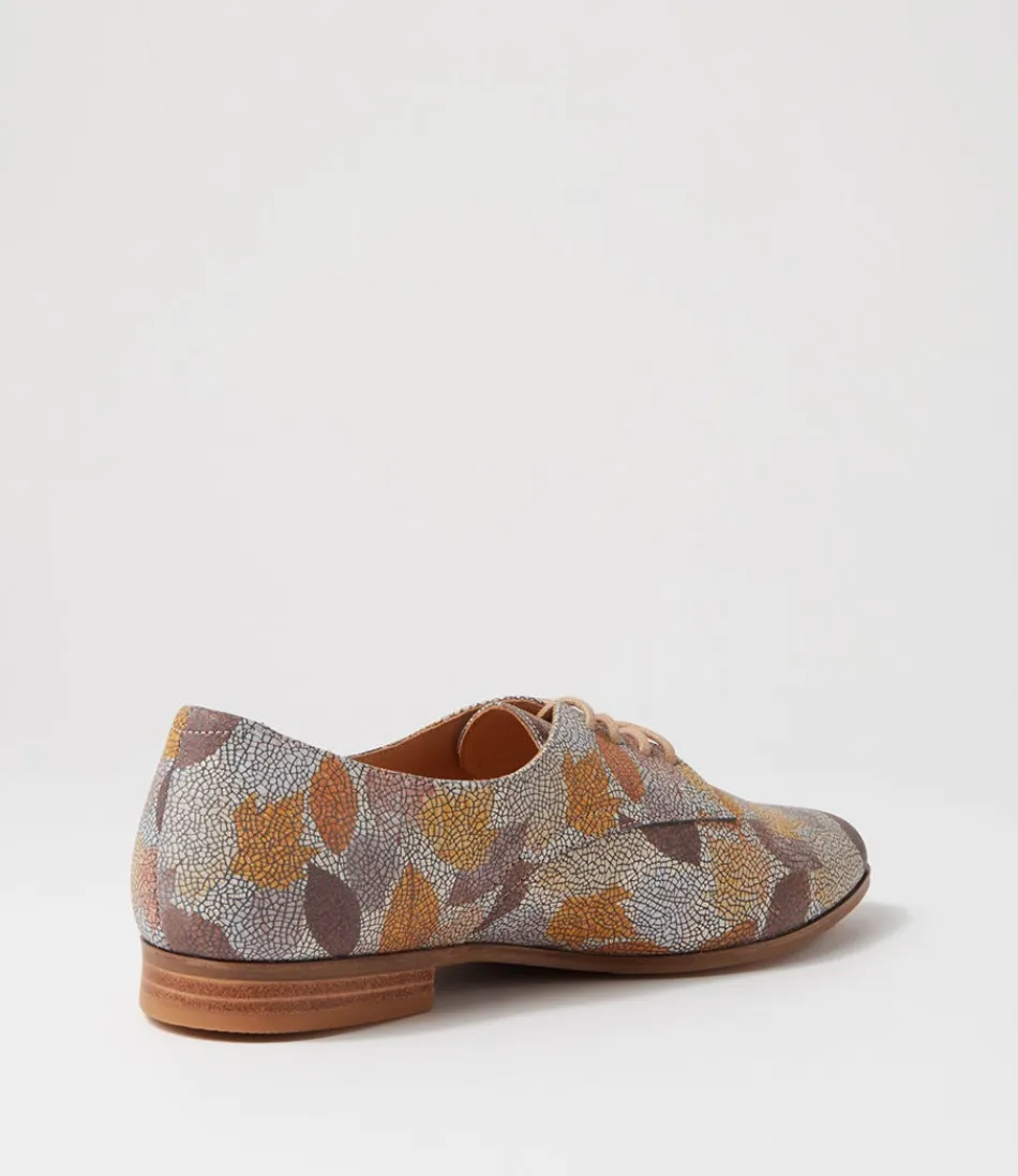 Escarpins femme ZIERA Oscar XF - Ballerines en cuir doré feuillé à lacets, confort optimal pour journée élégante