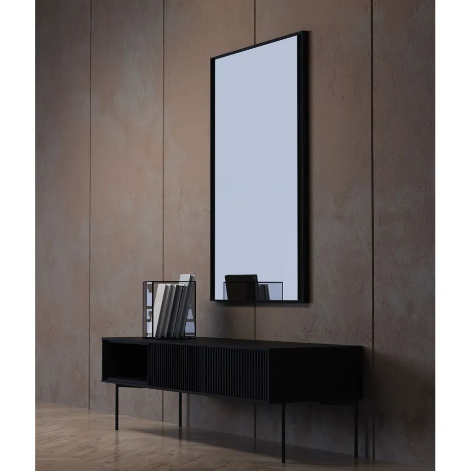 Miroir mural design en métal brossé - Collection PALACE par Pomax - Dimensions élégantes : 80 cm de largeur x 118 cm de hauteur (épaisseur 3 cm)