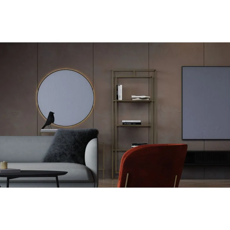 Miroir mural design en métal brossé - Collection PALACE par Pomax - Dimensions élégantes : 80 cm de largeur x 118 cm de hauteur (épaisseur 3 cm)