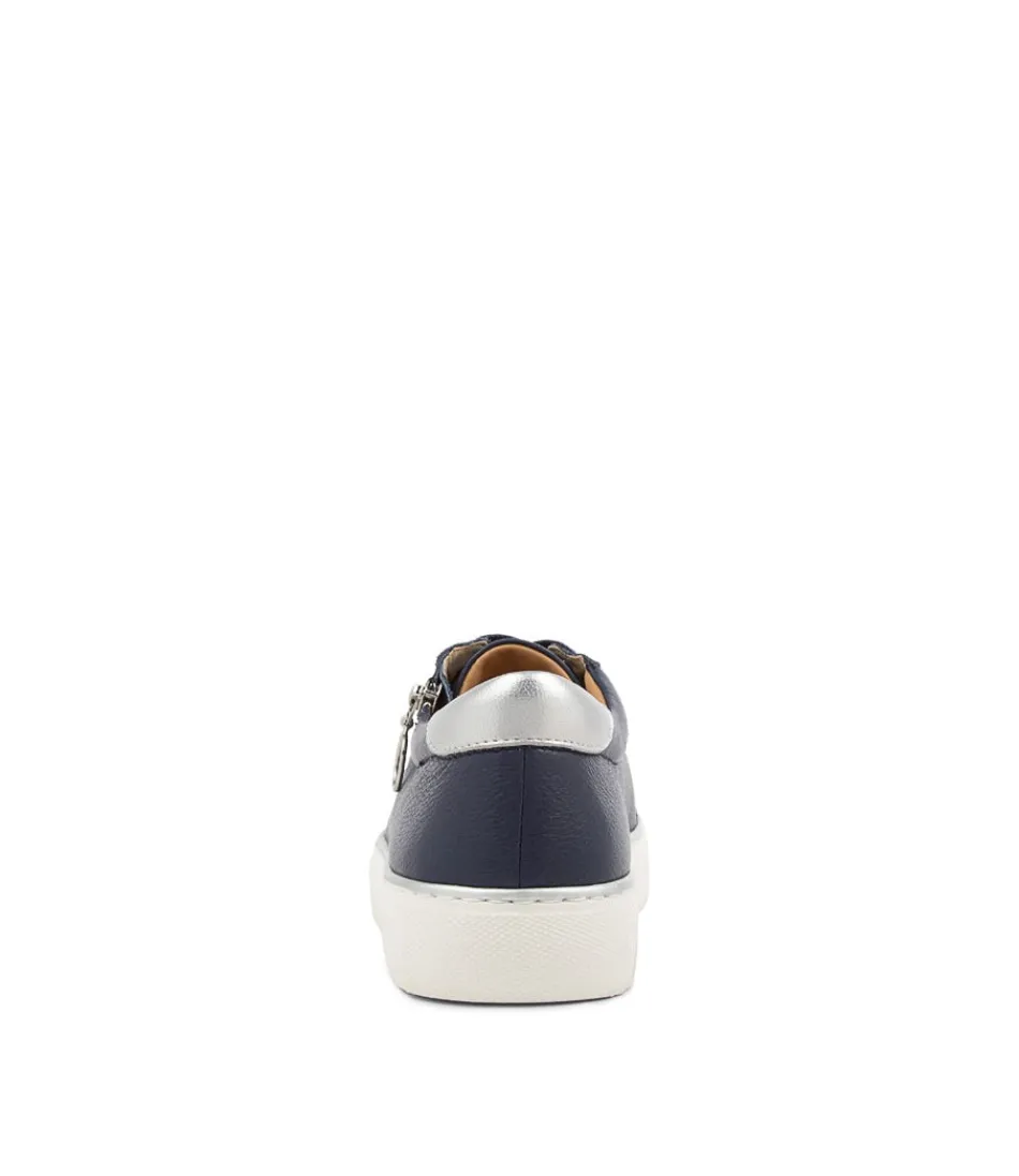 Baskets ZIERA Pamela pour Femme - Cuir Souble Marine Argenté | Confort Léger & Style Urbain