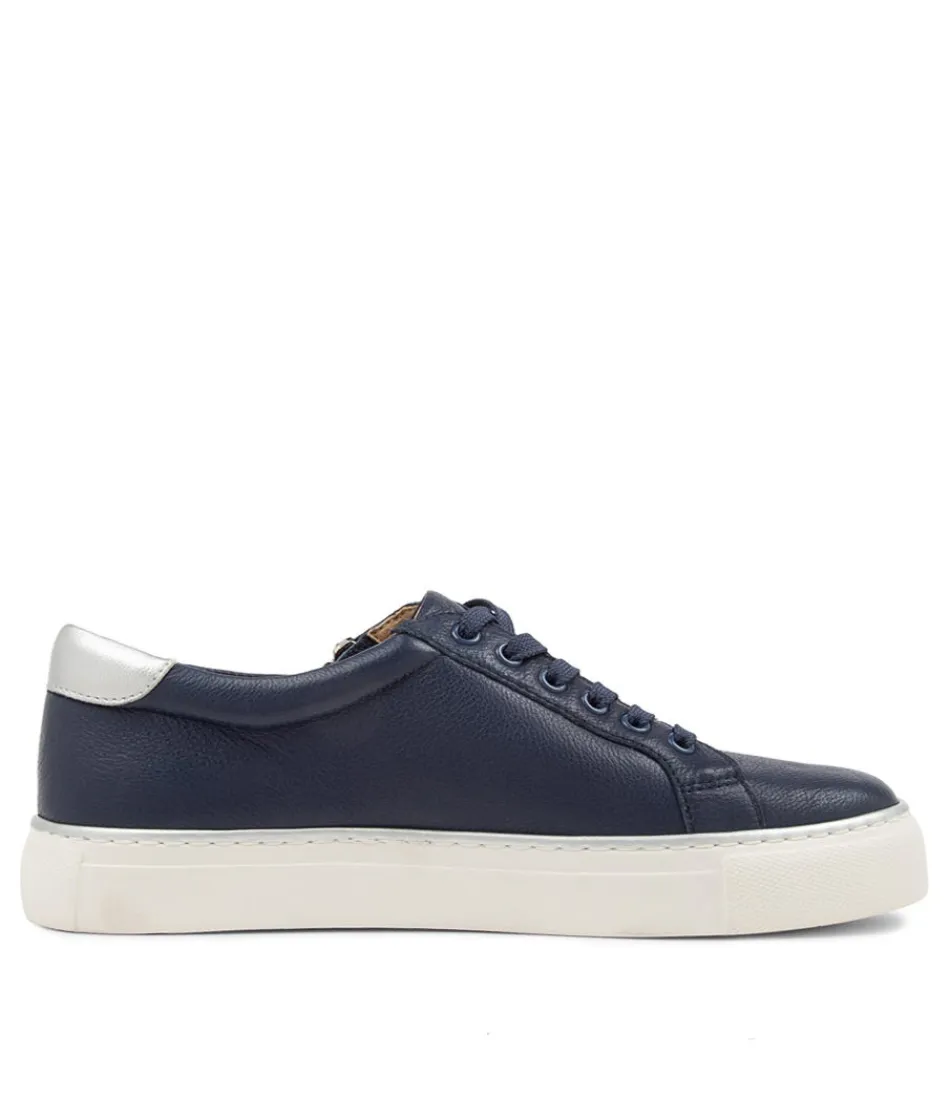 Baskets ZIERA Pamela pour Femme - Cuir Souble Marine Argenté | Confort Léger & Style Urbain