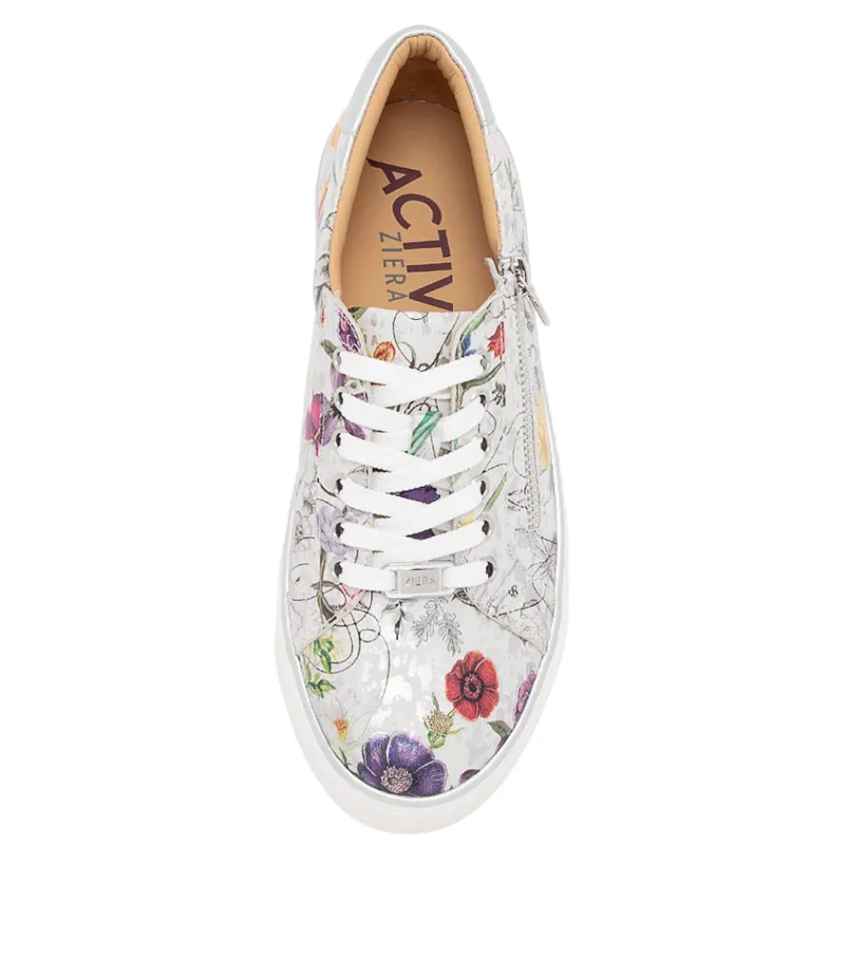ZIERA Pamela Xf - Baskets en Cuir Souple Femme « White Fields » - Confort Garanti pour une Marche Aérienne