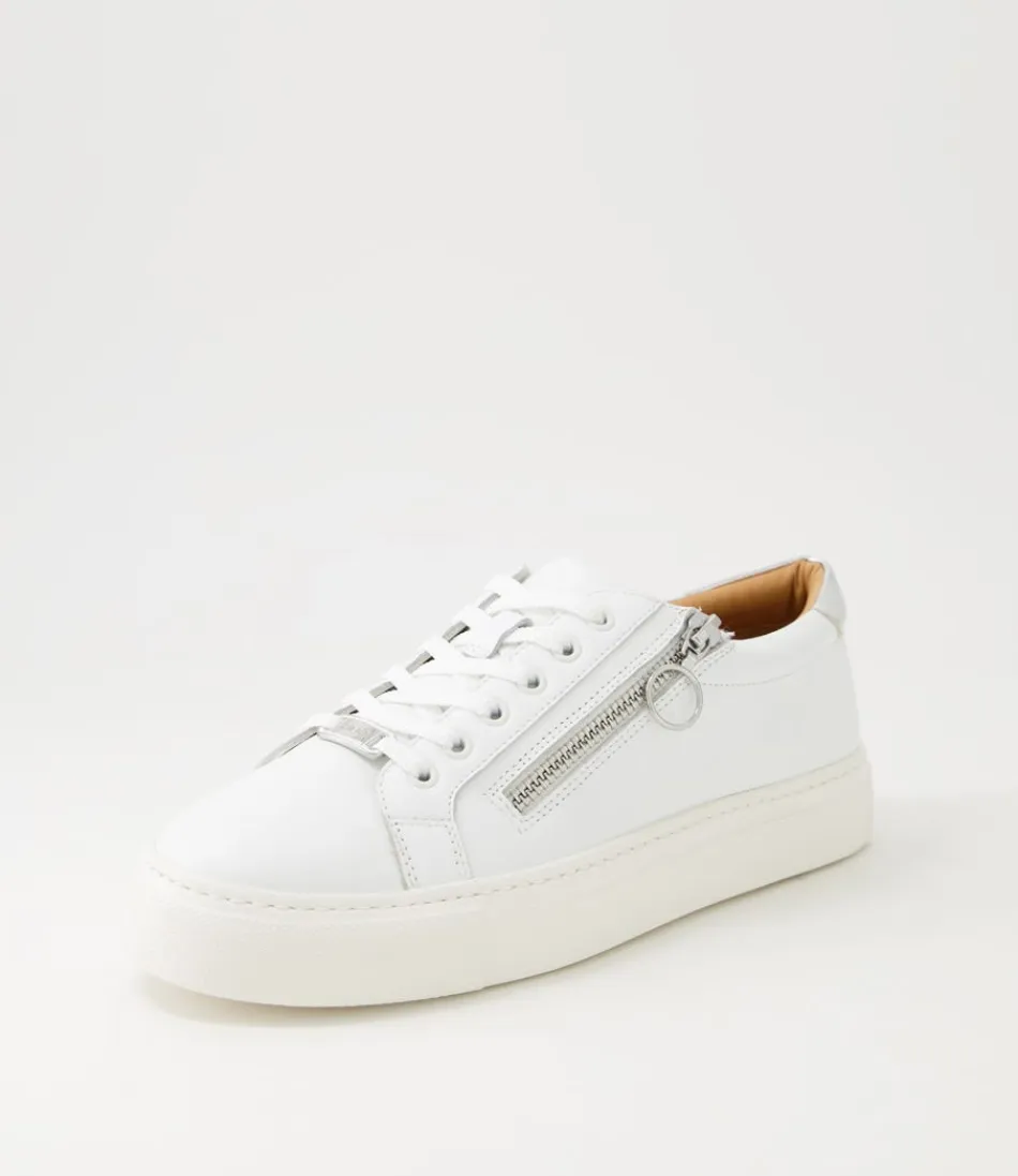 ZIERA Baskets Femme Pamela XF – Confort Ultime en Cuir Souple, Blanc Perle avec Détails Argentés – City Style Élégant, Nouvelle Collection 2024