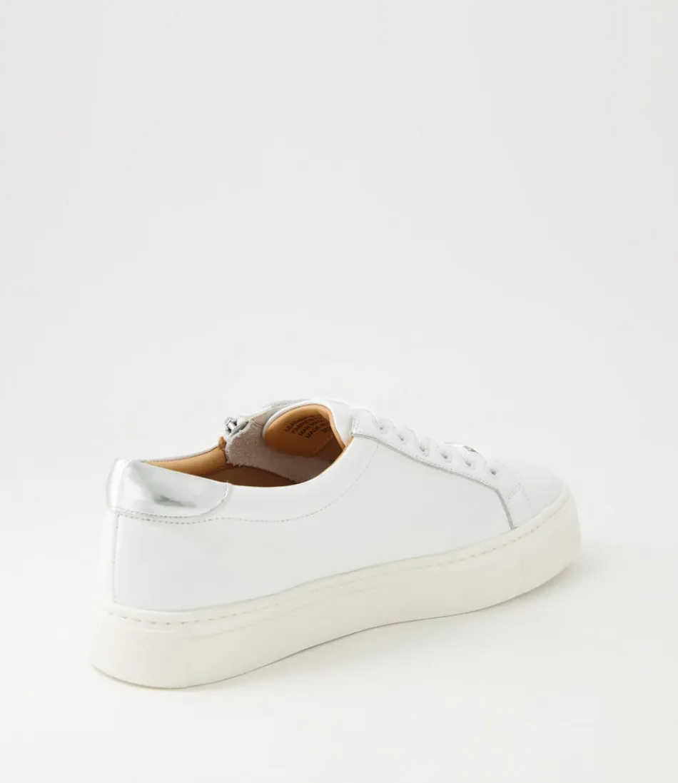 ZIERA Baskets Femme Pamela XF – Confort Ultime en Cuir Souple, Blanc Perle avec Détails Argentés – City Style Élégant, Nouvelle Collection 2024