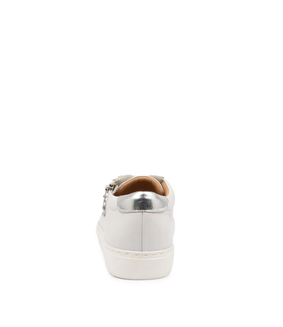 ZIERA Baskets Femme Pamela XF – Confort Ultime en Cuir Souple, Blanc Perle avec Détails Argentés – City Style Élégant, Nouvelle Collection 2024