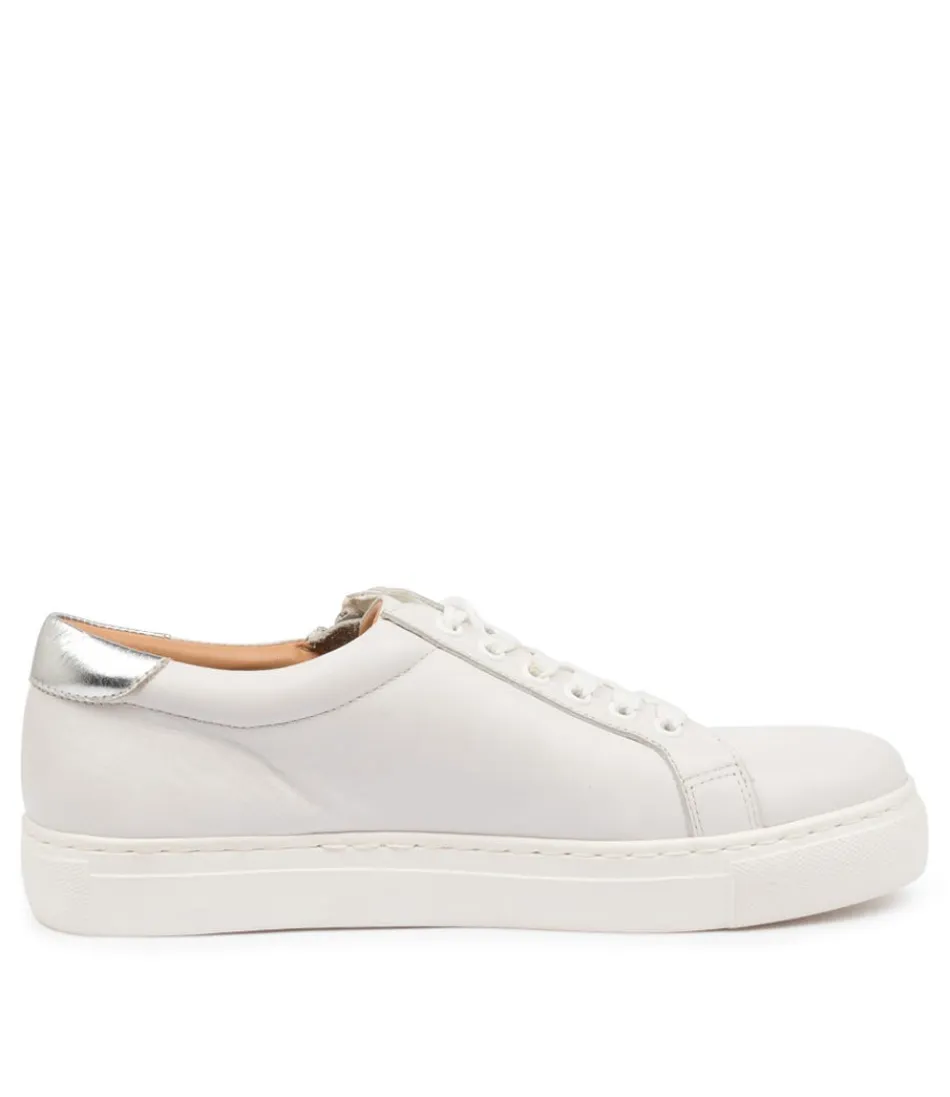 ZIERA Baskets Femme Pamela XF – Confort Ultime en Cuir Souple, Blanc Perle avec Détails Argentés – City Style Élégant, Nouvelle Collection 2024