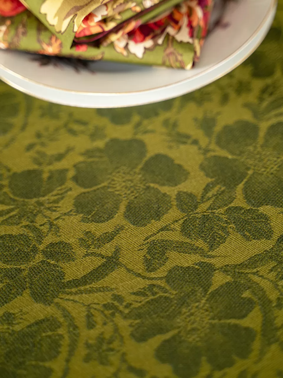 Nappe Ronde en Jacquard Fleur de Pivoine - Édition Exclusive April Cornell