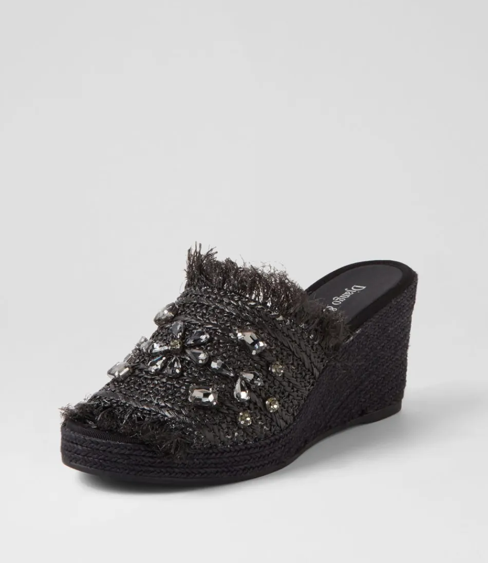 Élégantes Espadrilles Femme DJANGO & JULIETTE - Confortables et Respirantes en Simili-Raphia, Noir Profond pour un Style Méditerranéen Intemporel