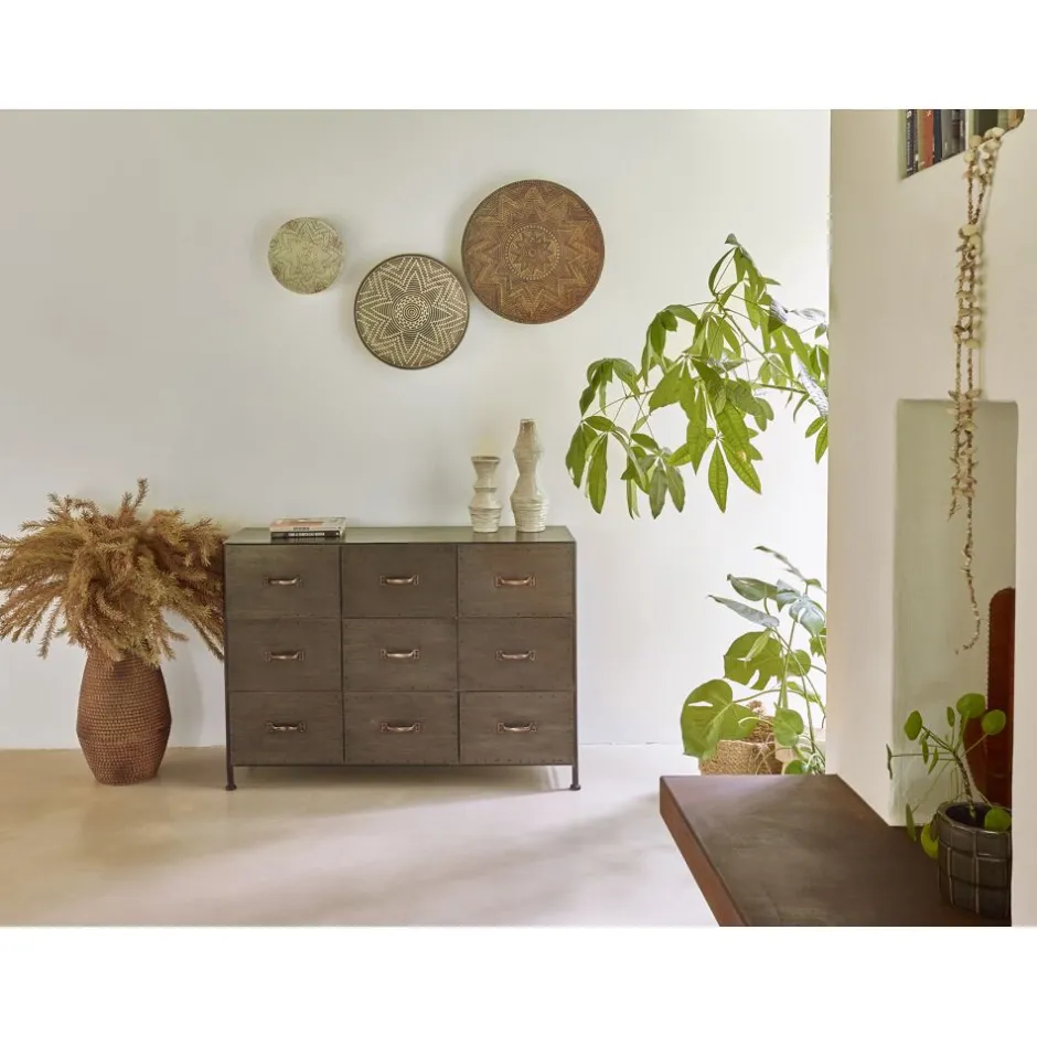 Plantes-PLANDAI - Décoration végétale contemporaine en métal texturé avec feuillage synthétique, hauteur 114 cm - Nuance romantique rose poudré