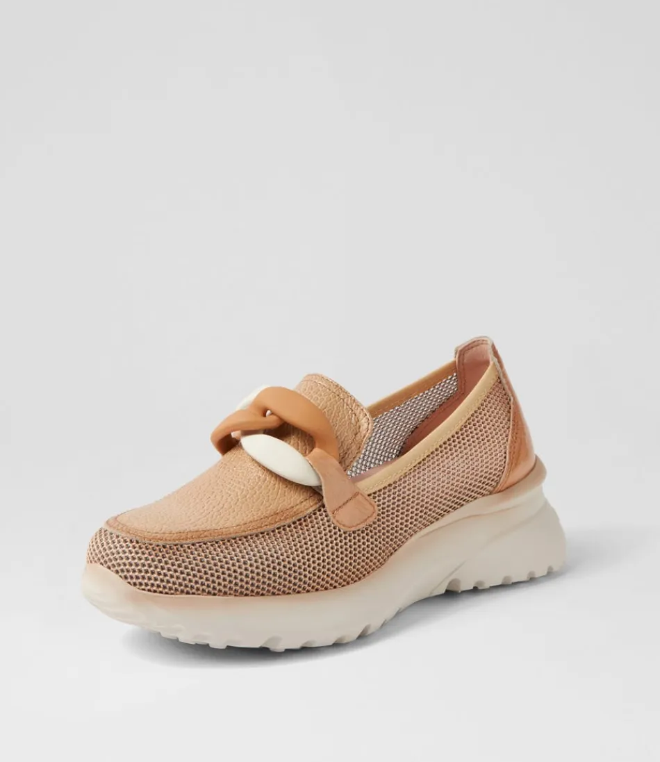 Mocassins féminins HISPANITAS Polinesia 13 - Cuir souple couleur sable avec empiècements mesh aérés, idéaux pour un style décontracté-chic. Chaussures confortables en cuir texturé pour journée détente ou sortie élégante. Modèle intemporel à semme flexible pour femmes actives.