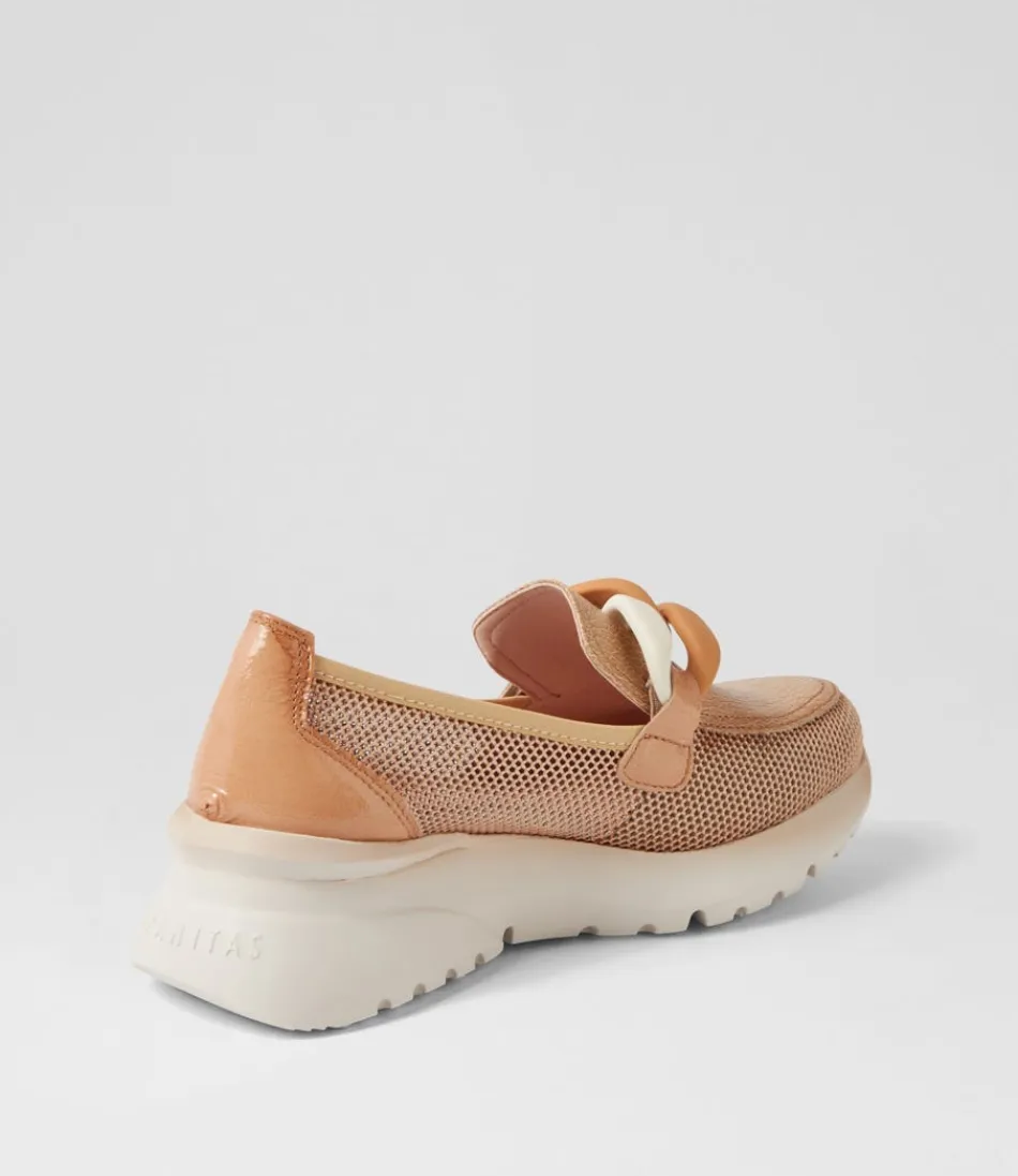 Mocassins féminins HISPANITAS Polinesia 13 - Cuir souple couleur sable avec empiècements mesh aérés, idéaux pour un style décontracté-chic. Chaussures confortables en cuir texturé pour journée détente ou sortie élégante. Modèle intemporel à semme flexible pour femmes actives.