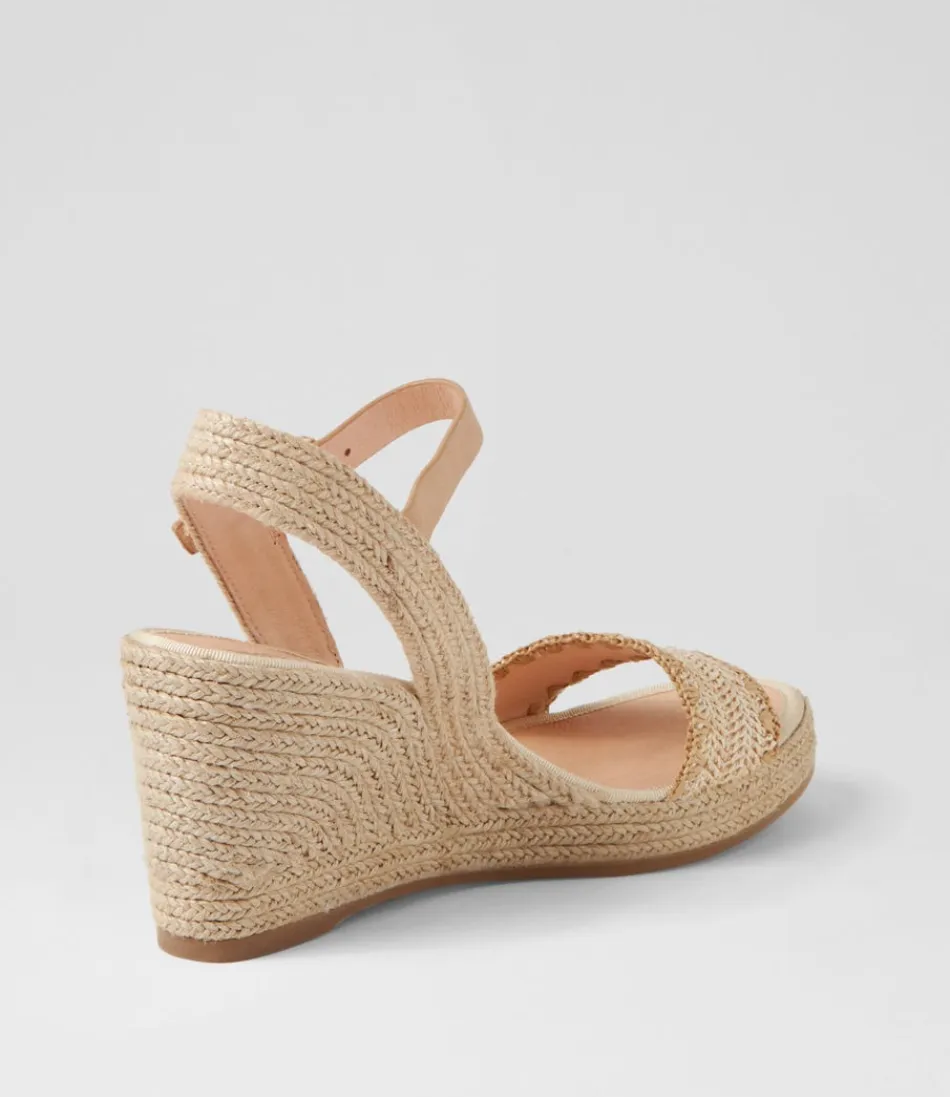 Espadrilles femme printanières Django & Juliette - Tresse ivoire et motifs latte nuancés