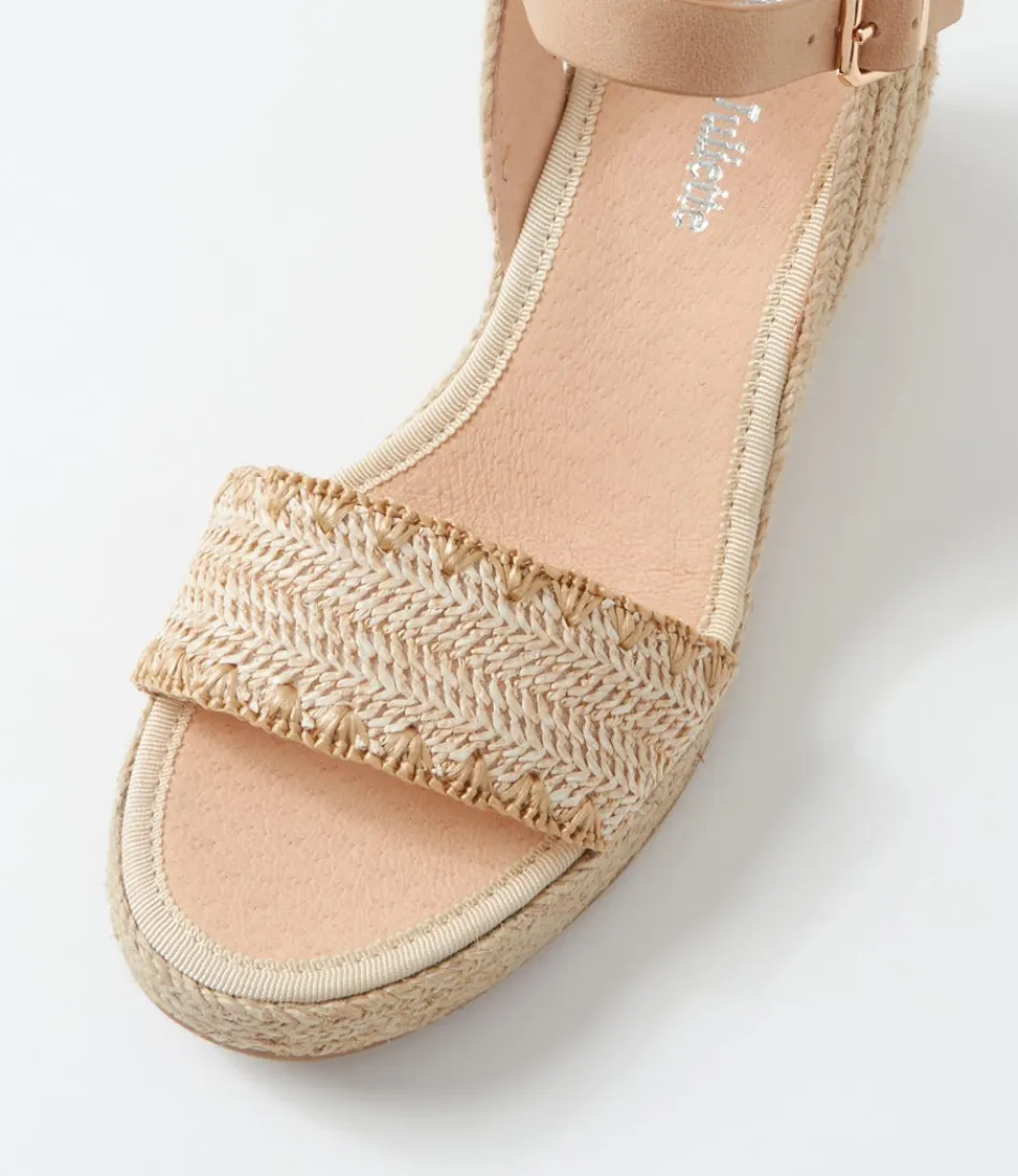 Espadrilles femme printanières Django & Juliette - Tresse ivoire et motifs latte nuancés