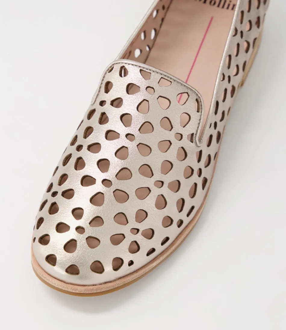 Mocassins MOLLINI pour femme - Cuir platine souple, style intemporel et confort élégant