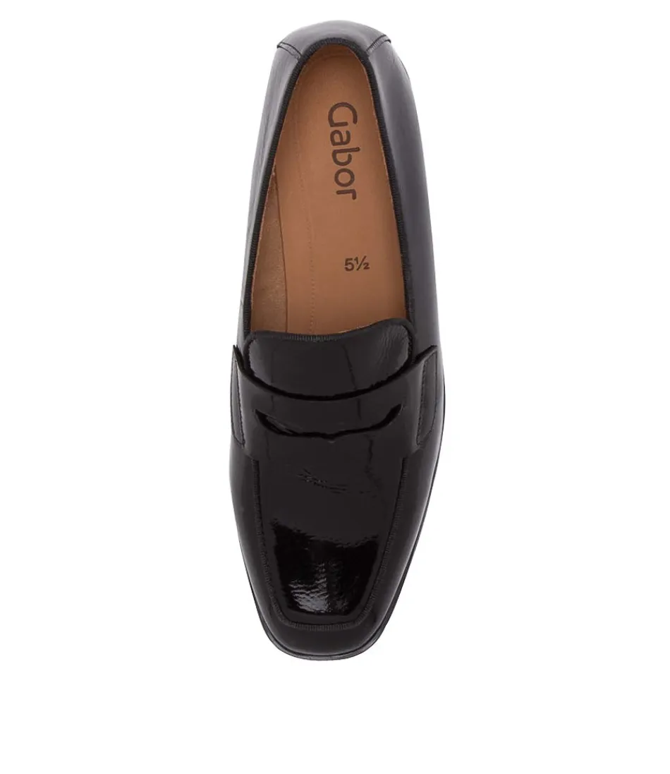 Mocassins femme GABOR en cuir souple - Rabke noir intemporel avec semelle confort