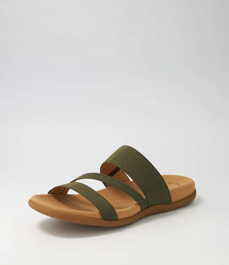 Sandales GABOR confortables à lacets ajustables - Modèle Rachie Olive pour femme, détente estivale élégante avec nuances végétales