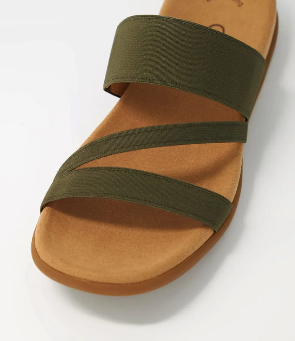 Sandales GABOR confortables à lacets ajustables - Modèle Rachie Olive pour femme, détente estivale élégante avec nuances végétales