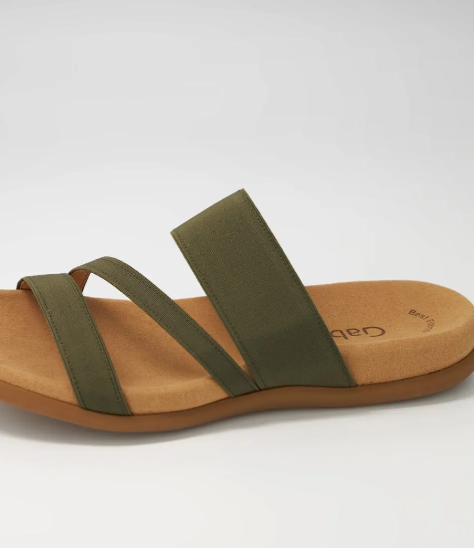 Sandales GABOR confortables à lacets ajustables - Modèle Rachie Olive pour femme, détente estivale élégante avec nuances végétales