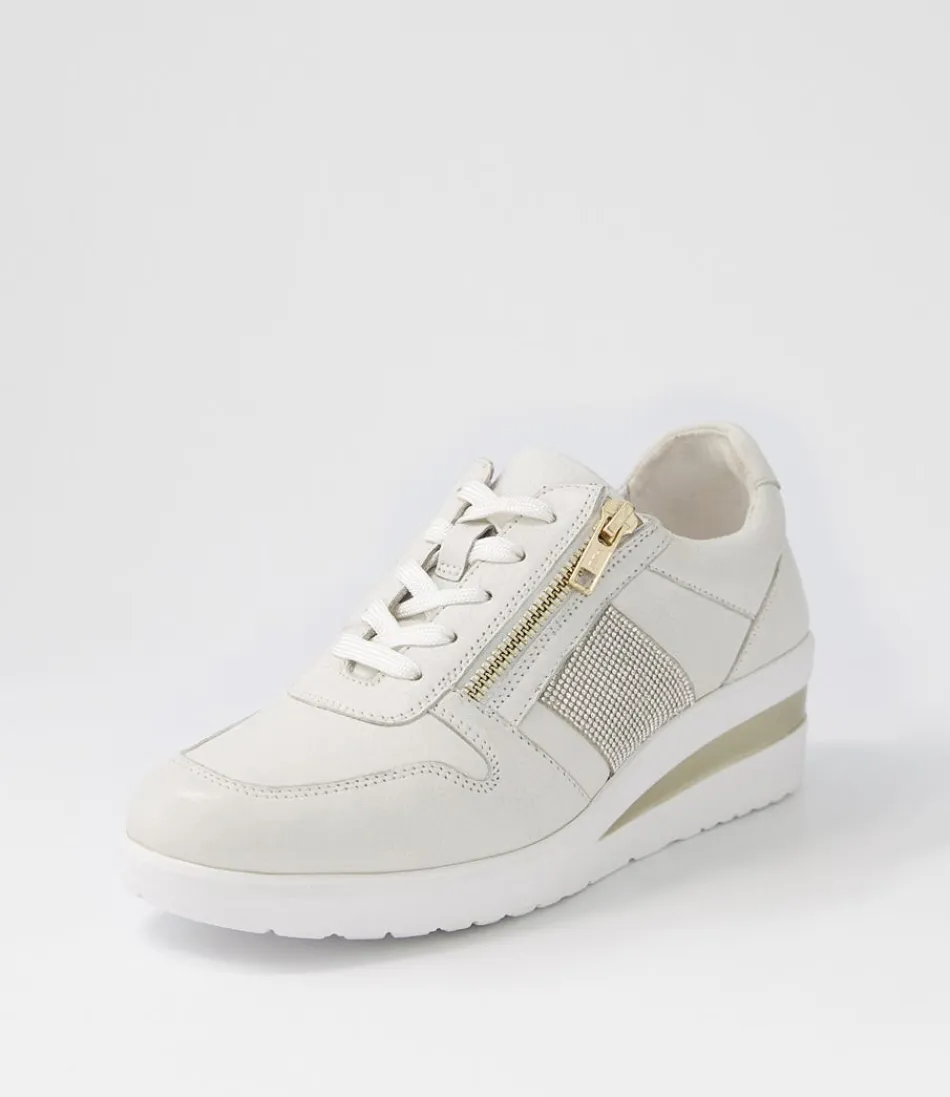 Baskets Reehale pour Femme - Cuir Souple Argenté avec Éclats Cristallins - Confort Optimal au Quotidien