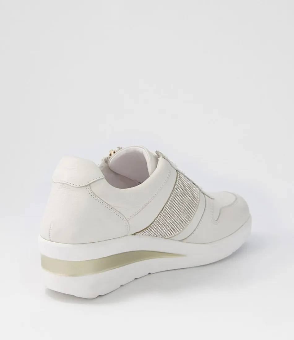 Baskets Reehale pour Femme - Cuir Souple Argenté avec Éclats Cristallins - Confort Optimal au Quotidien
