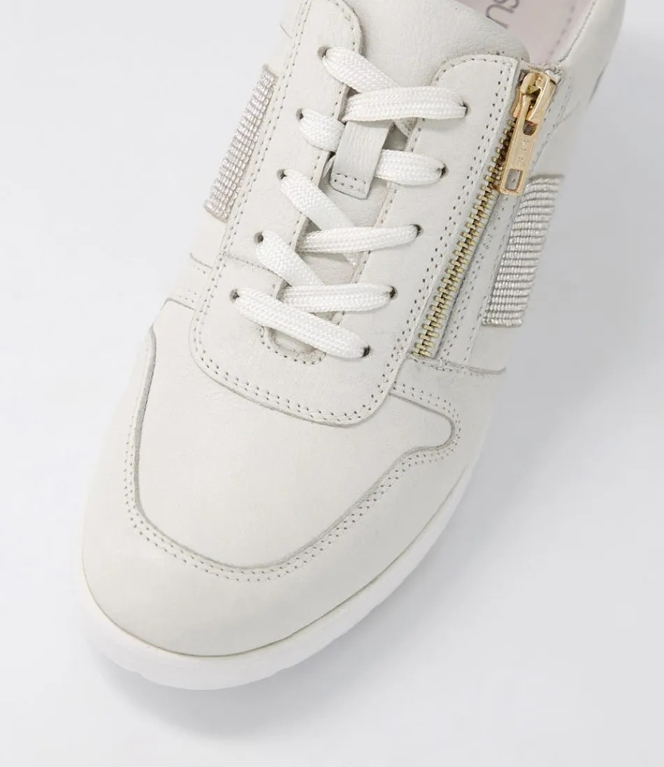 Baskets Reehale pour Femme - Cuir Souple Argenté avec Éclats Cristallins - Confort Optimal au Quotidien