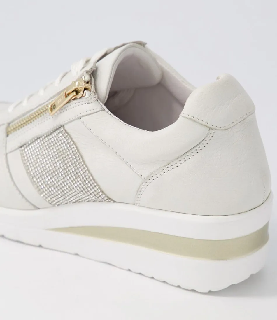 Baskets Reehale pour Femme - Cuir Souple Argenté avec Éclats Cristallins - Confort Optimal au Quotidien