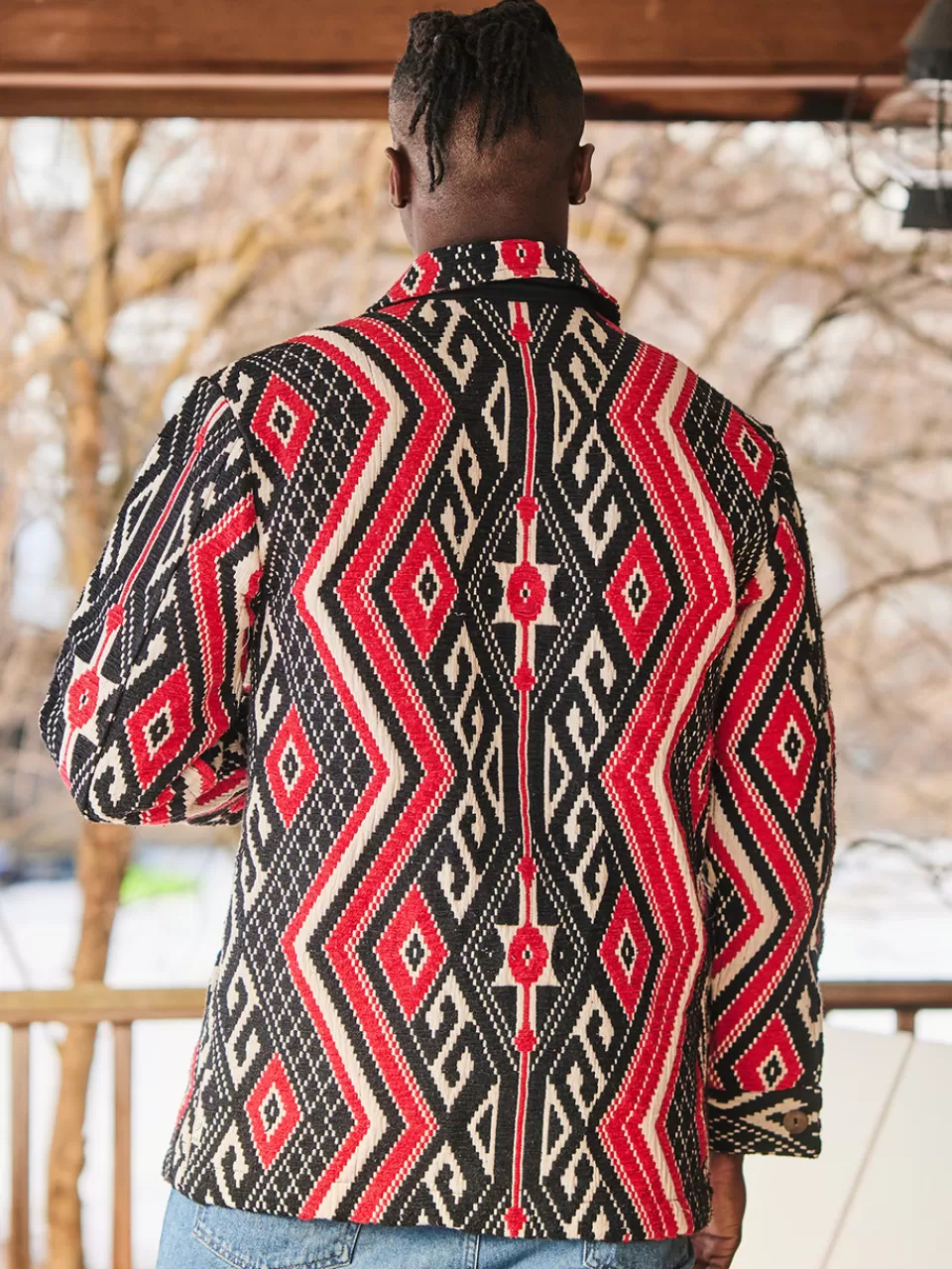 Boutique April Cornell - Veste Bohème en Jacquard « Lueur d'Aube », Conception Artisanale et Doublure Confortable