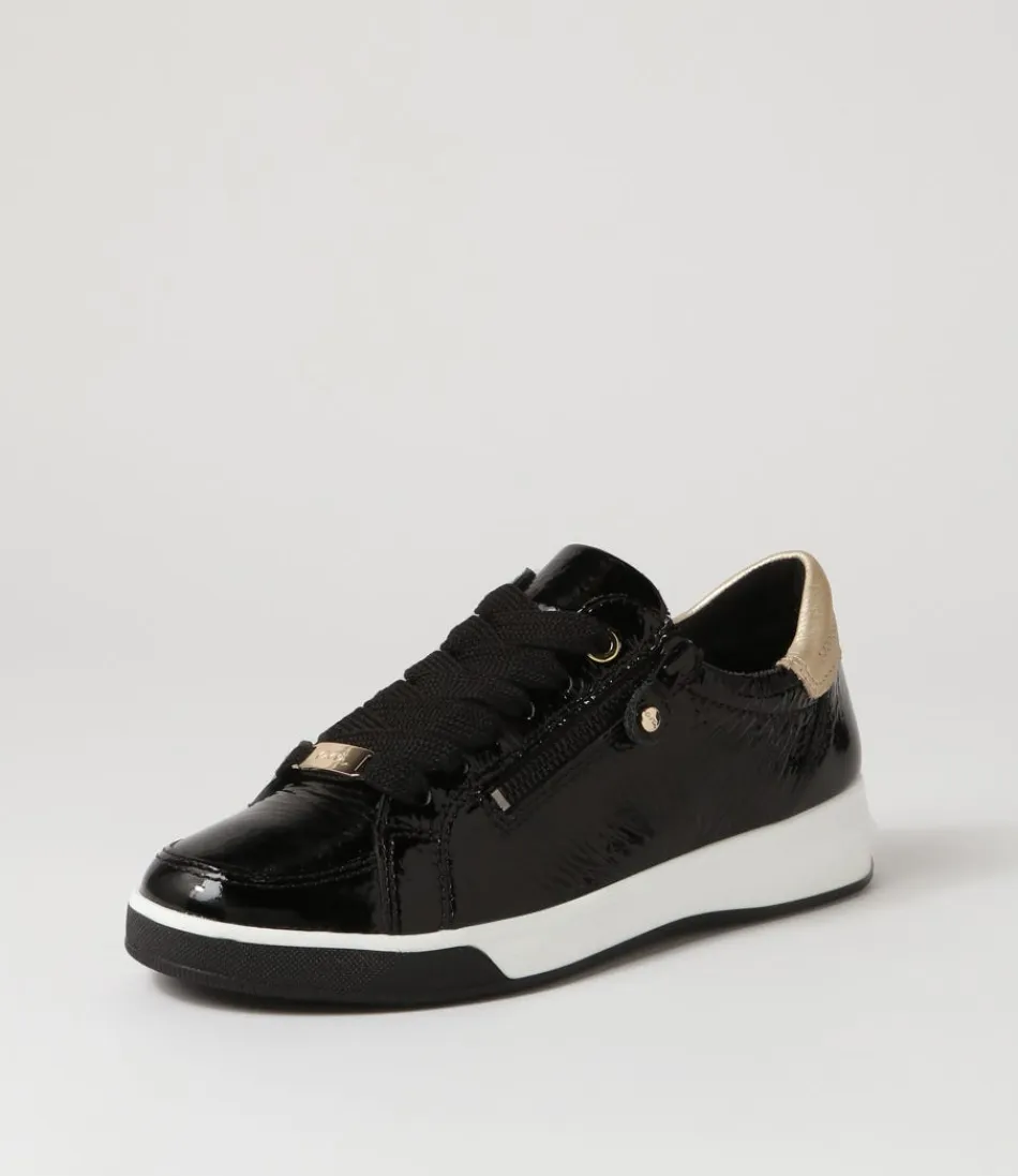 Baskets Femme ARA Confort ROM 32 en Cuir Noir & Platine - Design Urbain Élégant