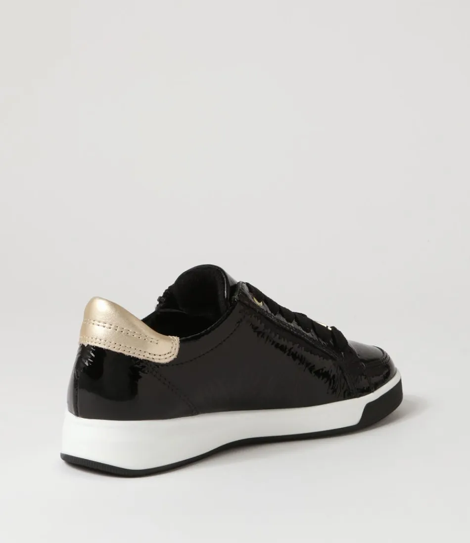 Baskets Femme ARA Confort ROM 32 en Cuir Noir & Platine - Design Urbain Élégant