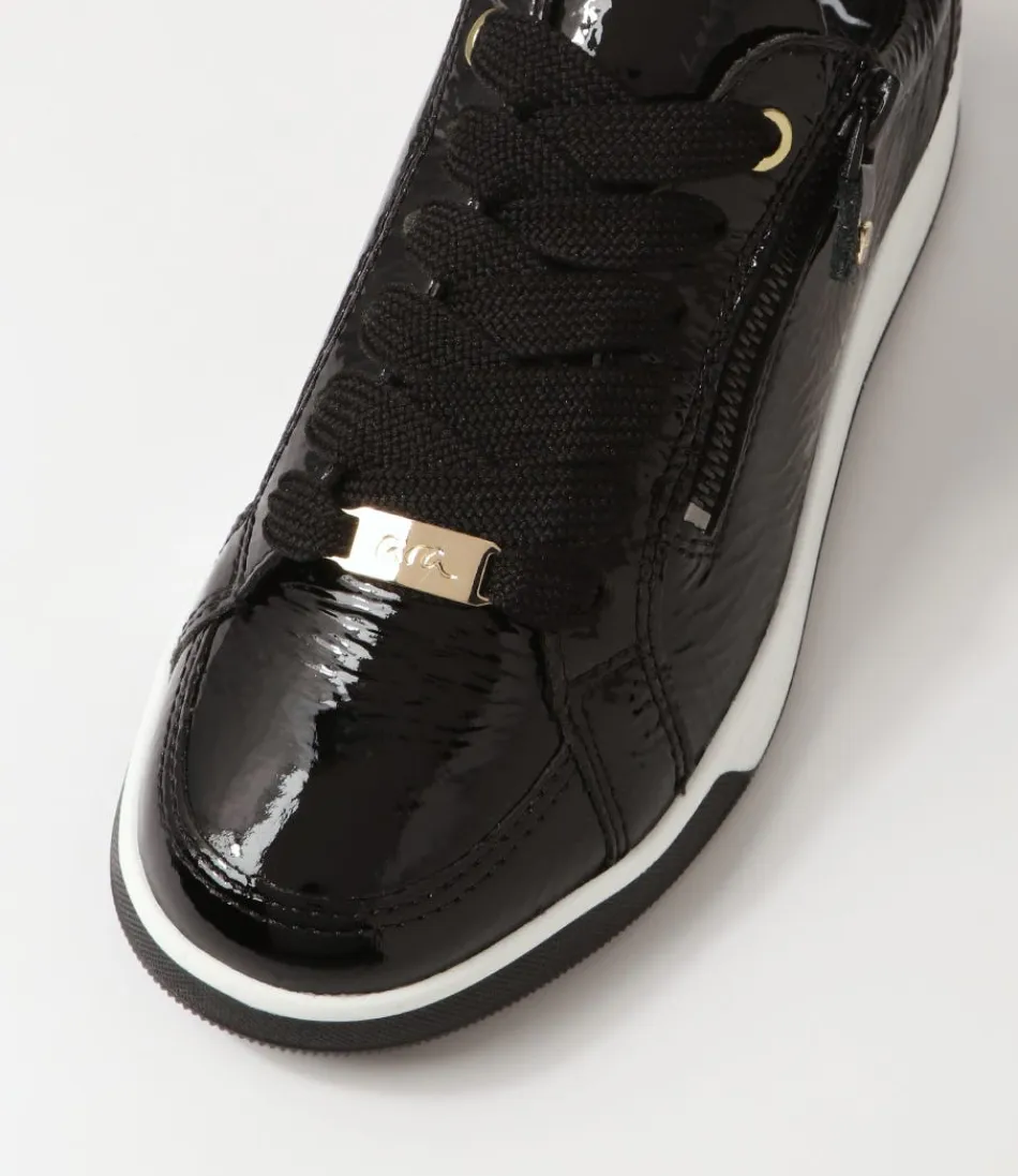 Baskets Femme ARA Confort ROM 32 en Cuir Noir & Platine - Design Urbain Élégant