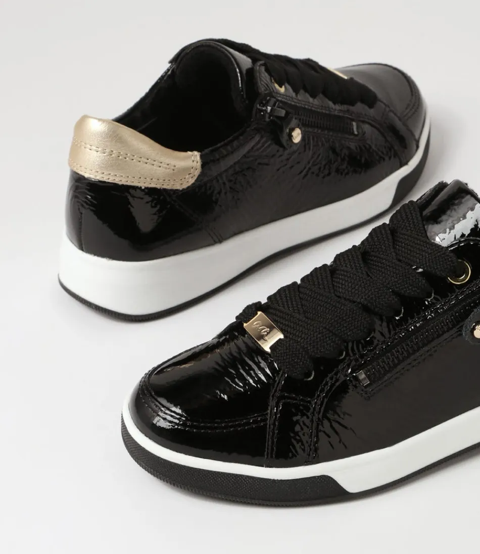 Baskets Femme ARA Confort ROM 32 en Cuir Noir & Platine - Design Urbain Élégant