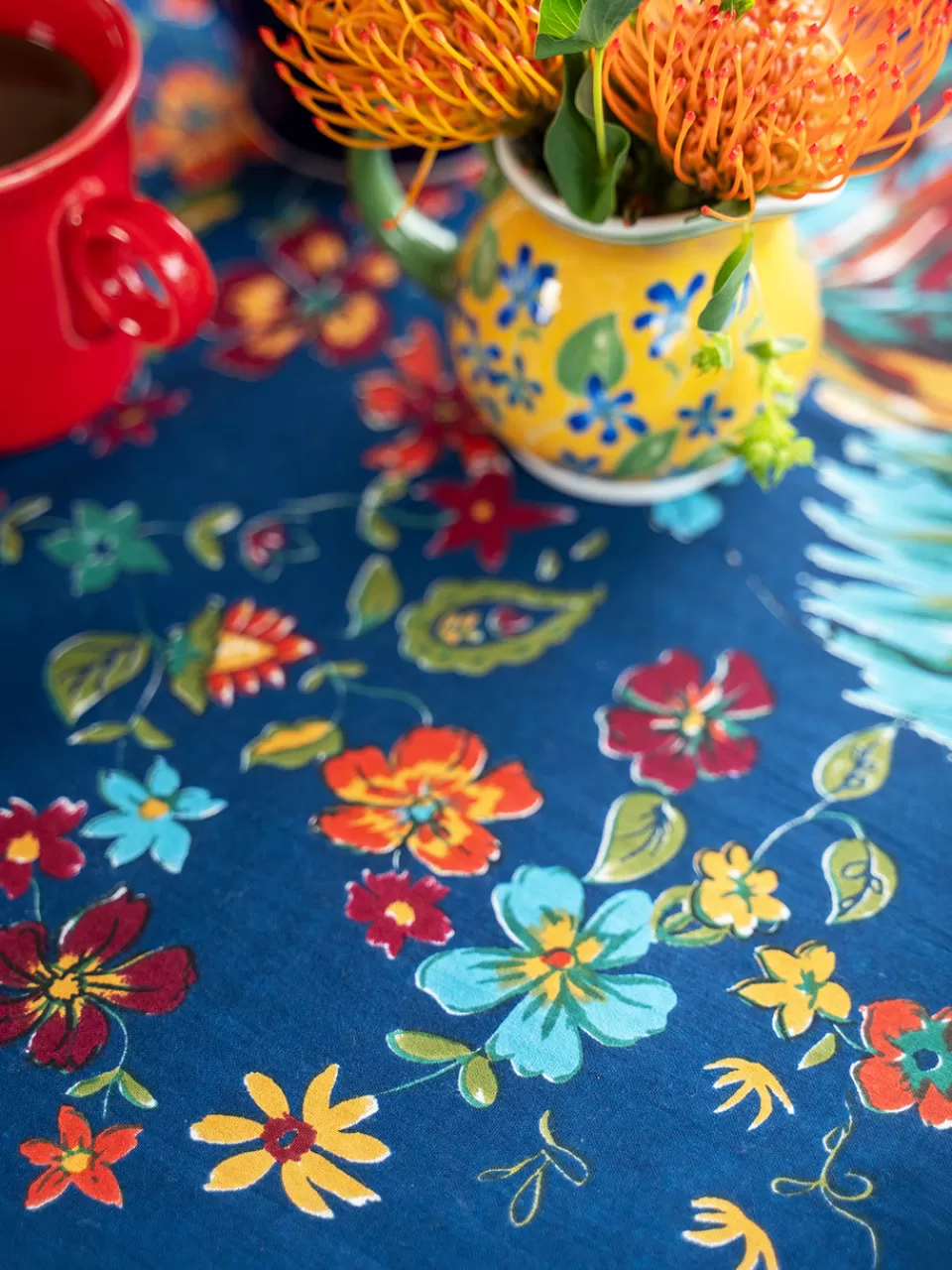 Nappe Ronde Brodée Coq - Création Exclusive April Cornell