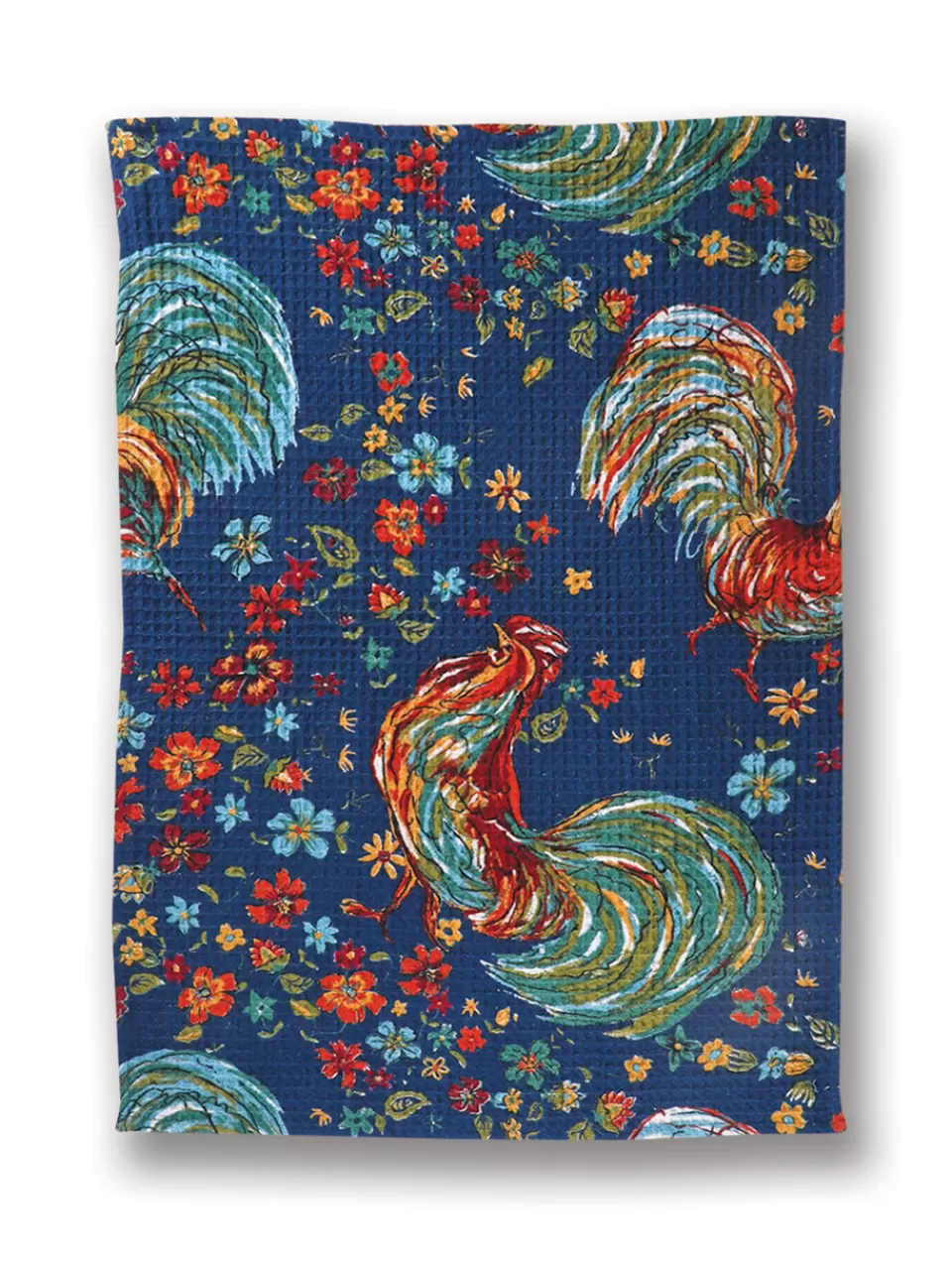 April Cornell - Duo de serviettes à thé décoratives motif coq bleu marine