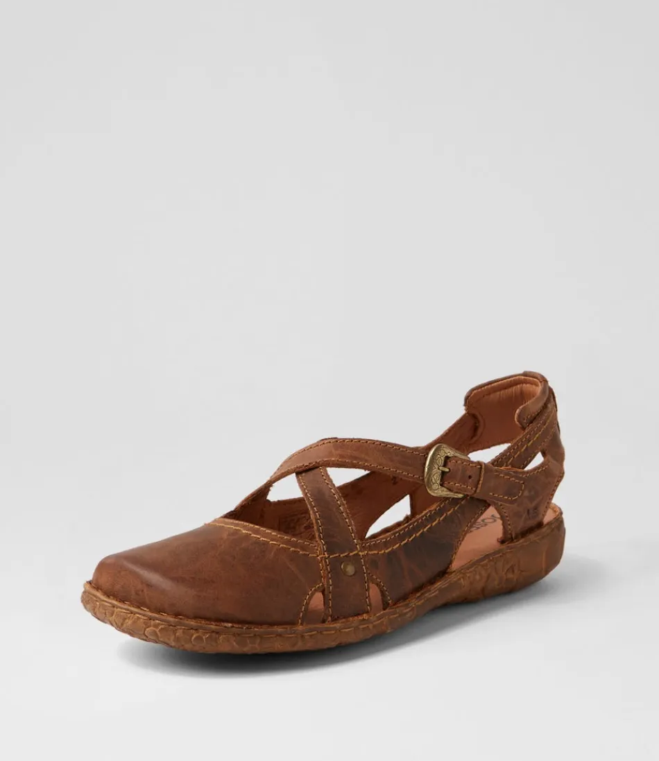 Escarpins plats JOSEF SEIBEL Rosalie 13 - Cuir cognac souple pour femme - Confort quotidien élégant - Modèle décontracté à lacets