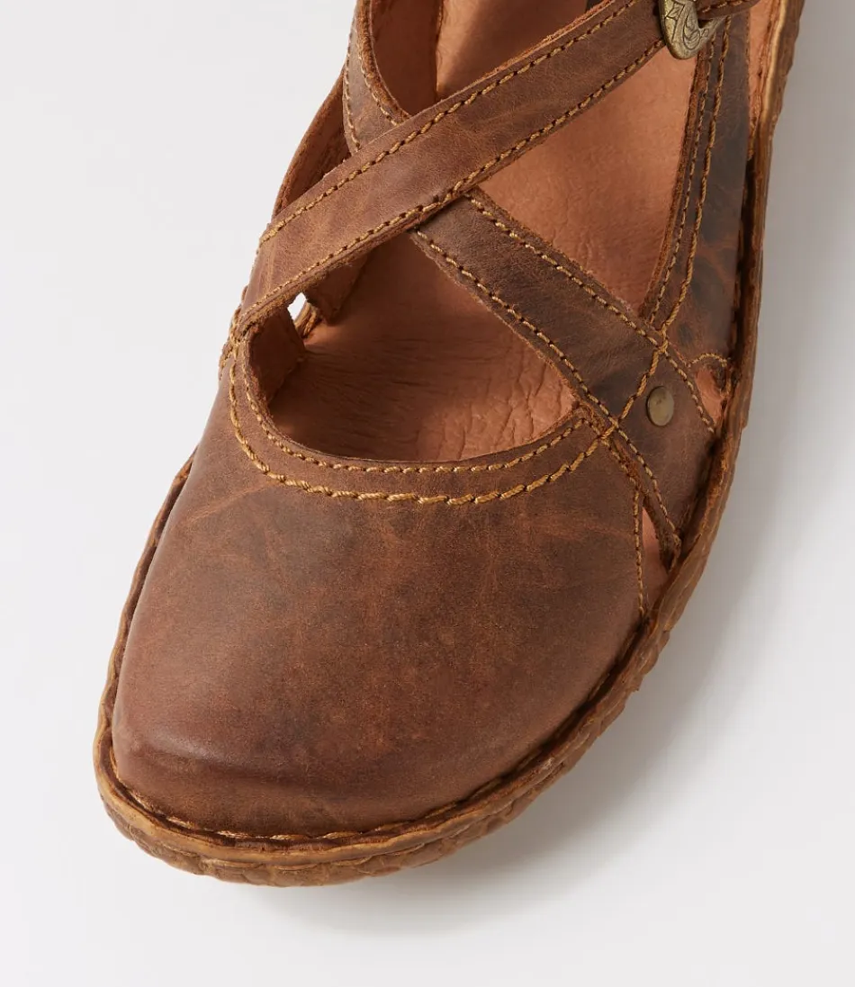 Escarpins plats JOSEF SEIBEL Rosalie 13 - Cuir cognac souple pour femme - Confort quotidien élégant - Modèle décontracté à lacets