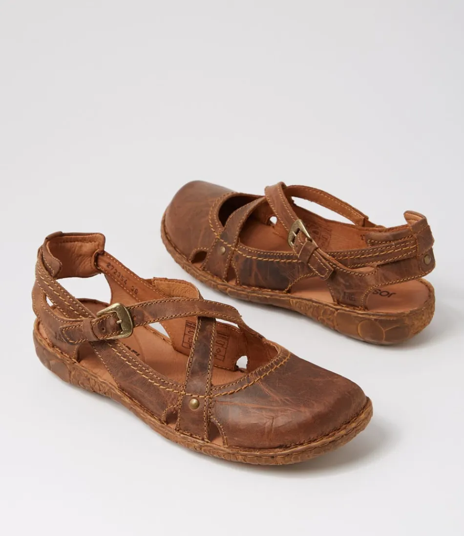 Escarpins plats JOSEF SEIBEL Rosalie 13 - Cuir cognac souple pour femme - Confort quotidien élégant - Modèle décontracté à lacets