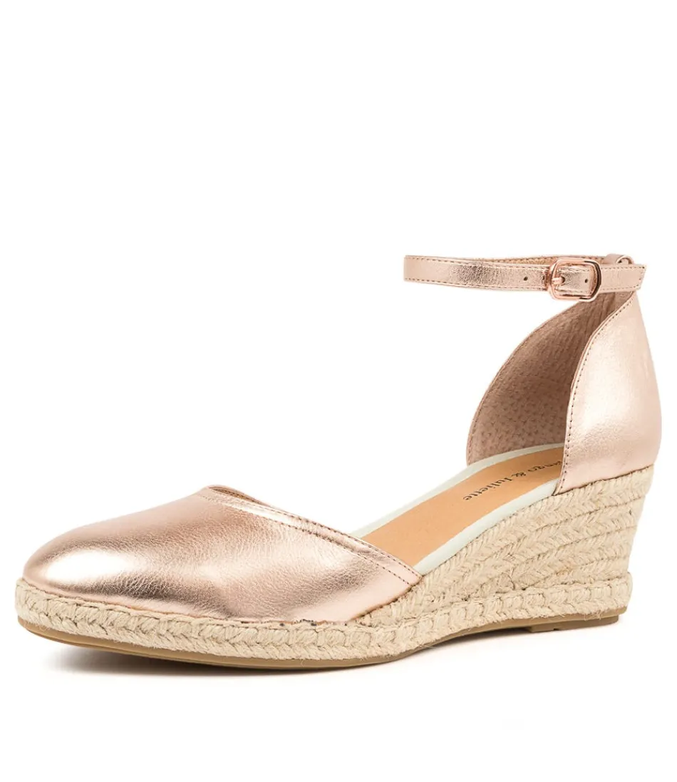 Élégantes espadrilles femme DJANGO-&-JULIETTE - Modèle Rylen Dj - Nuances dorées rosées avec tressage naturel en cuir et fibre végétale - Style Méditerranéen intemporel