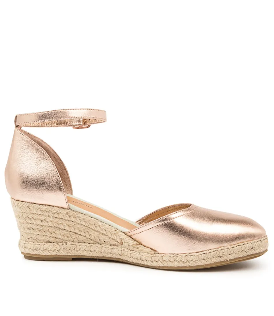 Élégantes espadrilles femme DJANGO-&-JULIETTE - Modèle Rylen Dj - Nuances dorées rosées avec tressage naturel en cuir et fibre végétale - Style Méditerranéen intemporel