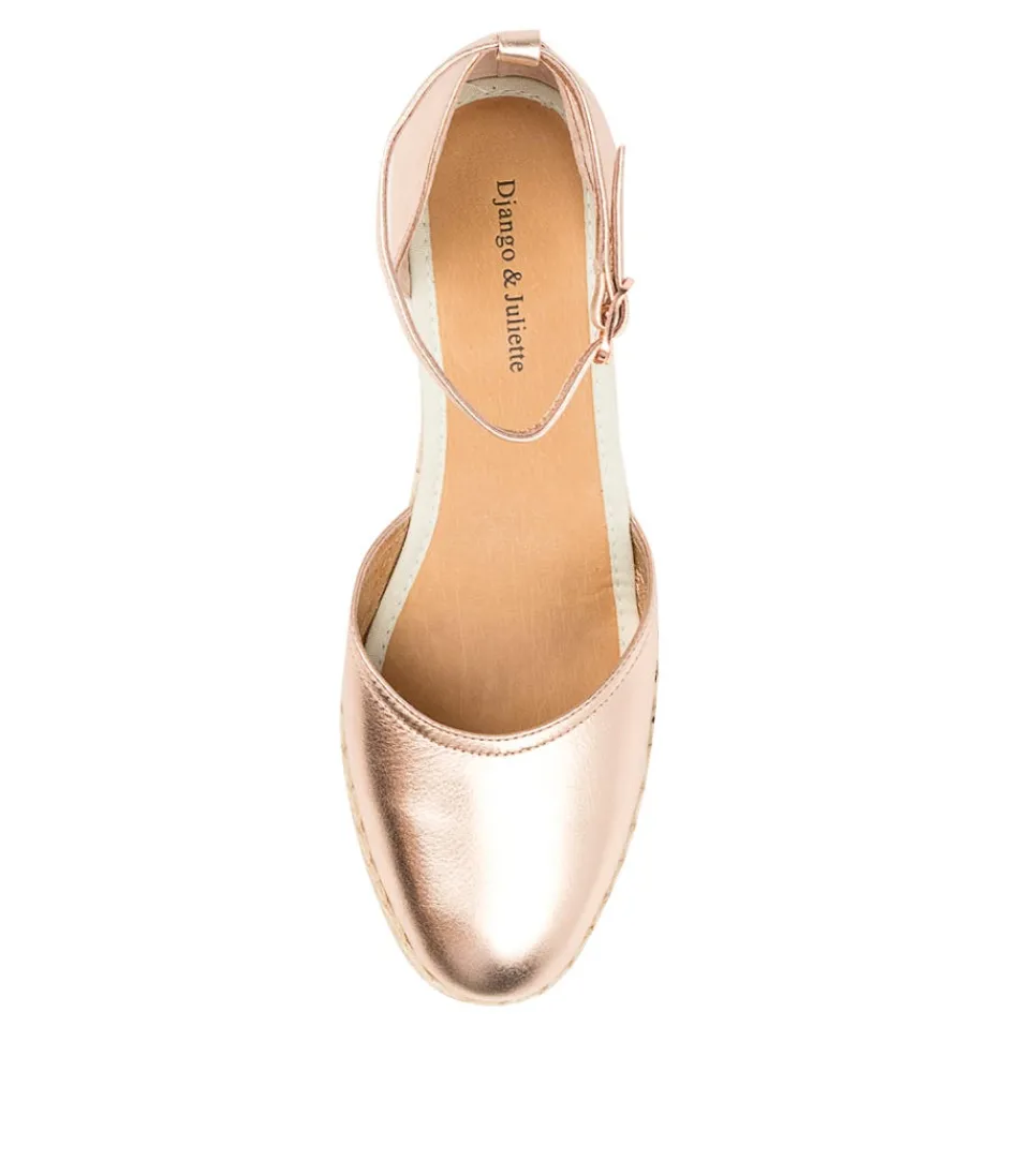 Élégantes espadrilles femme DJANGO-&-JULIETTE - Modèle Rylen Dj - Nuances dorées rosées avec tressage naturel en cuir et fibre végétale - Style Méditerranéen intemporel