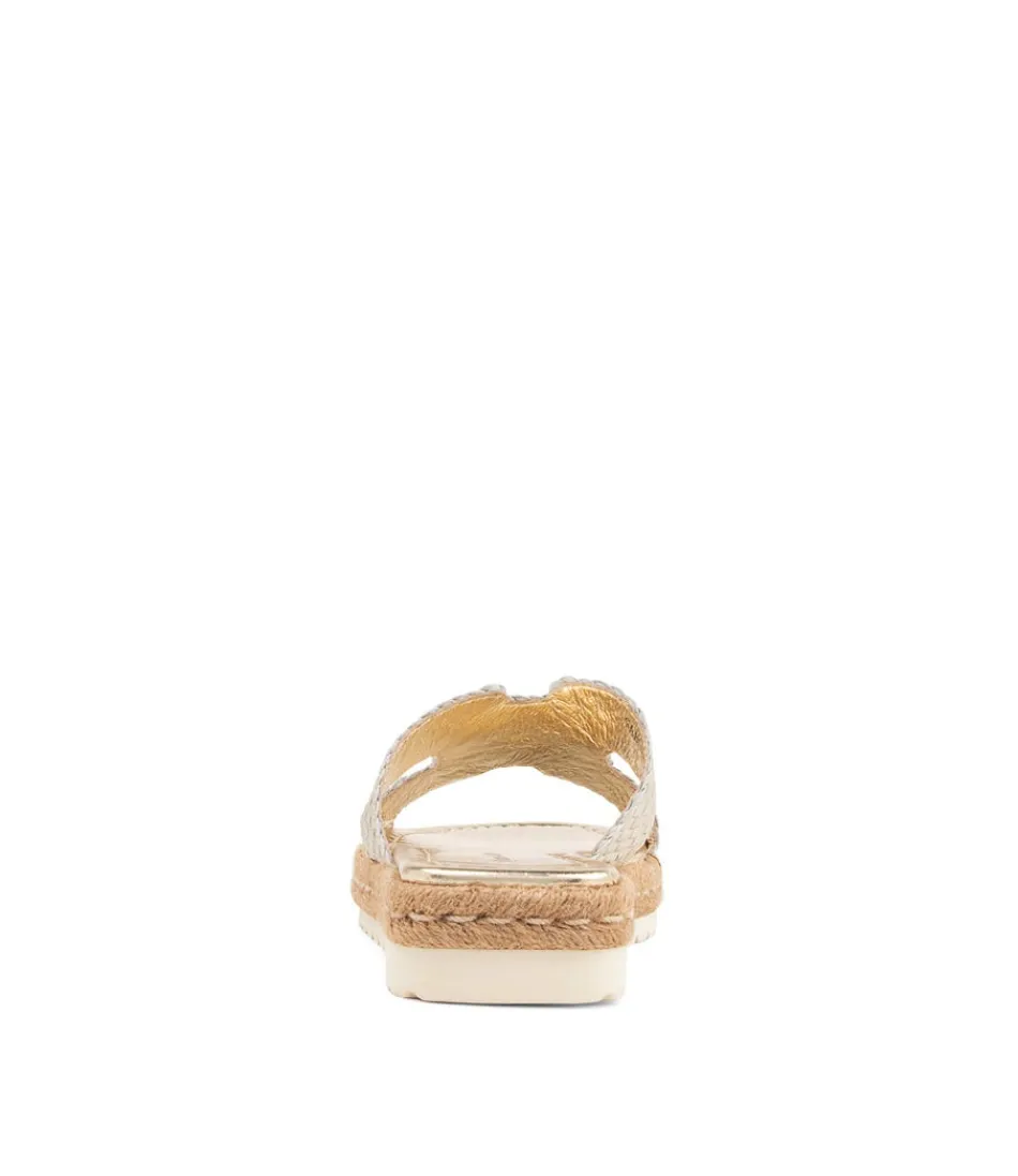 Baskettes DJANGO & JULIETTE pour Femme - Sandales Tressées Doré Clair SABEEN avec Semelle Espadrille - Style Méditerranéen Léger pour l'Été
