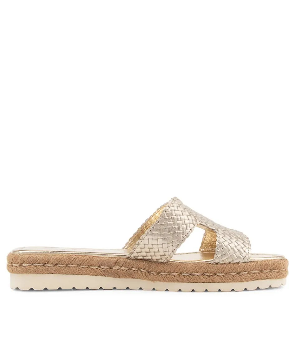 Baskettes DJANGO & JULIETTE pour Femme - Sandales Tressées Doré Clair SABEEN avec Semelle Espadrille - Style Méditerranéen Léger pour l'Été