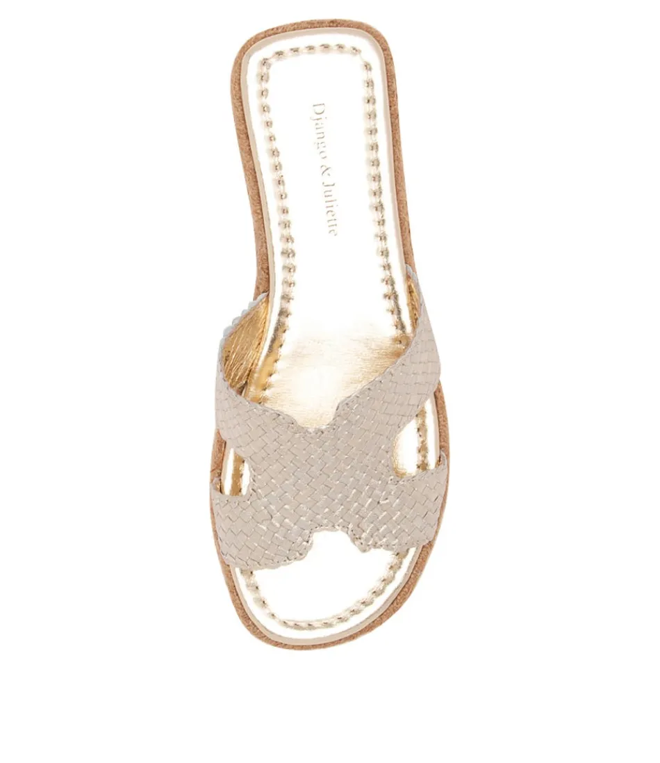 Baskettes DJANGO & JULIETTE pour Femme - Sandales Tressées Doré Clair SABEEN avec Semelle Espadrille - Style Méditerranéen Léger pour l'Été
