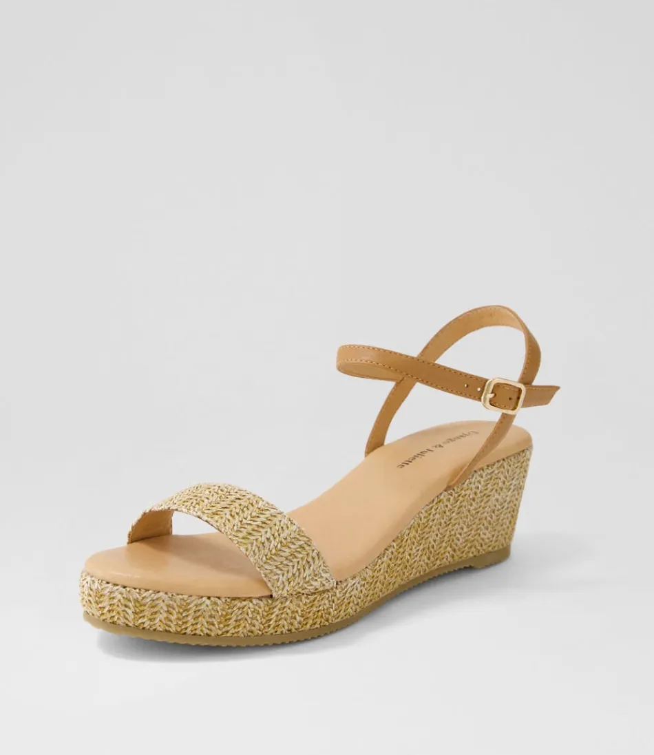 Django & Juliette - Espadrilles Femme en Simili Cuir et Raphia - Teinte Sable Doré - Style Méditerranéen Léger