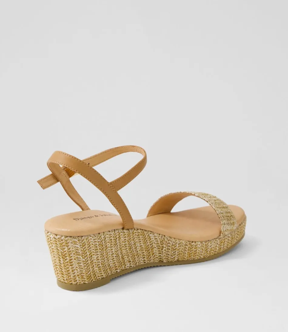 Django & Juliette - Espadrilles Femme en Simili Cuir et Raphia - Teinte Sable Doré - Style Méditerranéen Léger