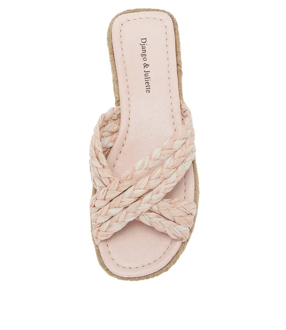 Espadrilles artisanales en toile pêche safrané - Modèle estival Django & Juliette avec semelle tressée