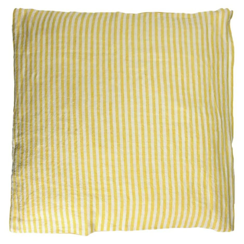 Pomax - Coussin décoratif Saint-Tropez en lin et coton bio - Taille 60x60 cm - Jaune Poussin éclatant
