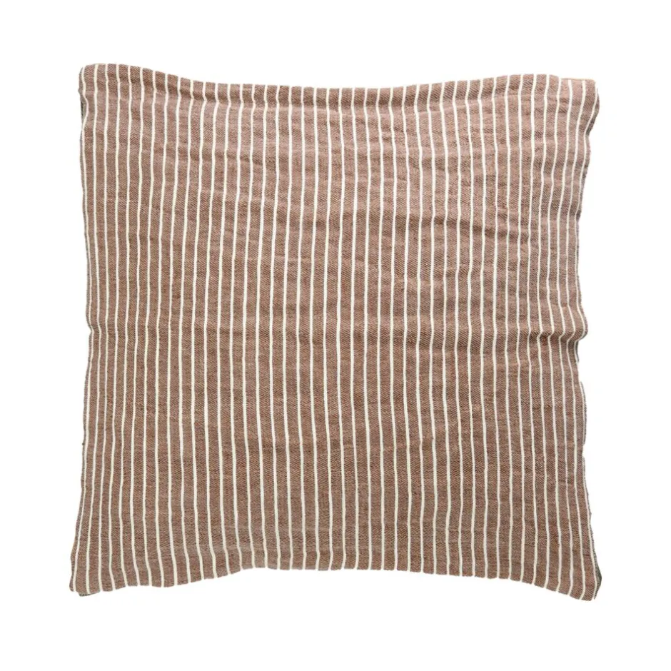 Coussin d'appoint Saint-Tropez par Pomax - Tissu mélangé lin et coton - Format carré 50 cm - Ton rouille élégant
