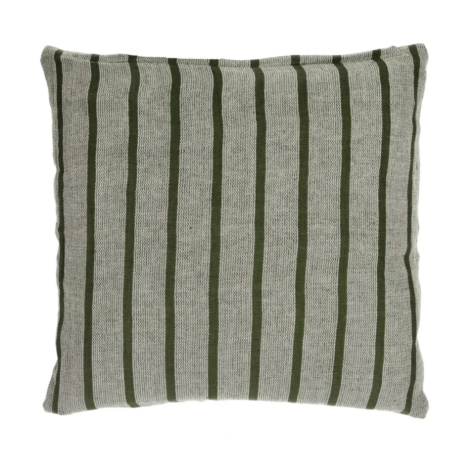 Coussin d'été Saint-Tropez en lin-coton - Format carré 50x50cm - Housse amovible vert nature - Collection Pomax - Pour une déco intérieure élégante