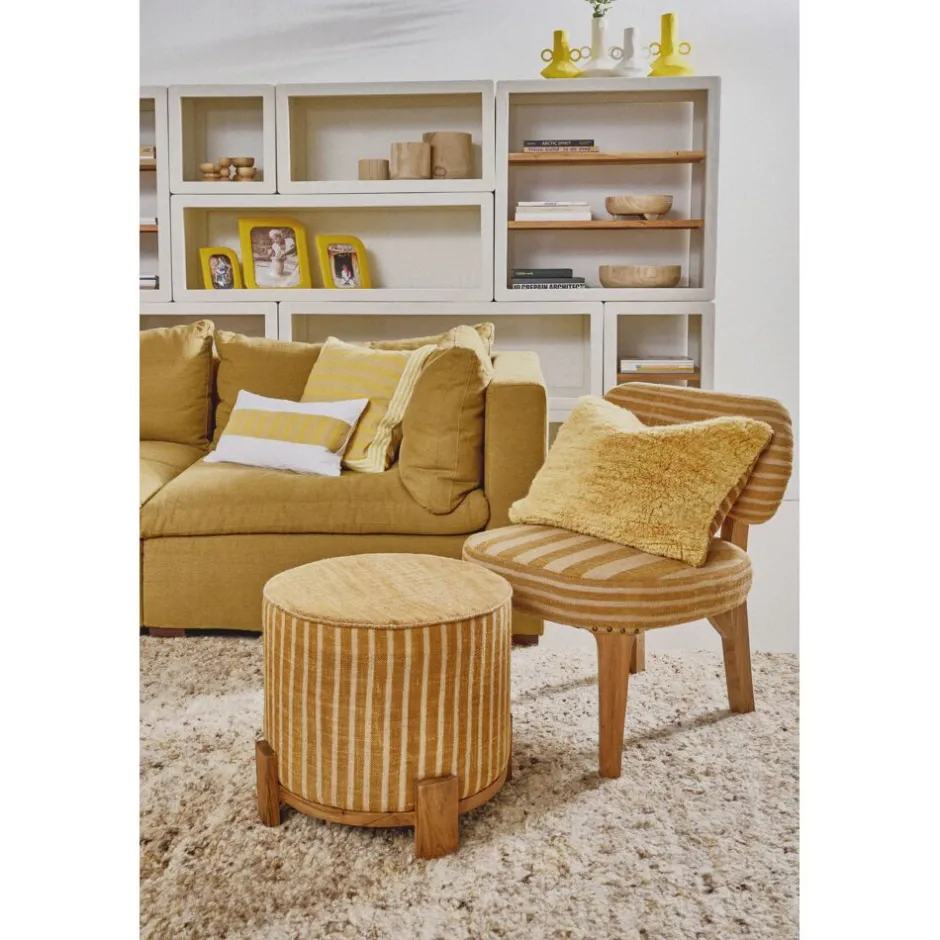 Coussin décoratif en lin Saint-Tropez - Dimensions 65x45 cm - Jaune soleil - Collection Pomax