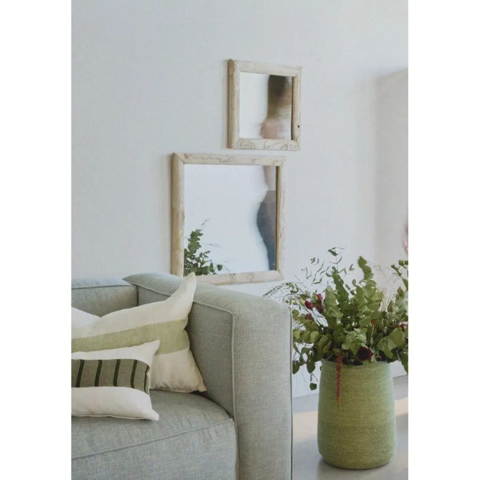 Pomax - Coussin Saint-Tropez en lin naturel - Format 65x45 cm - Vert réséda rafraîchissant